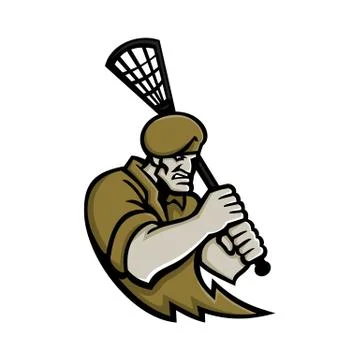 Commando Lacrosse Mascot Stock Illustration