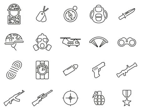 Commandos Or Special Forces Icons Thin Line Set Big イラスト素材