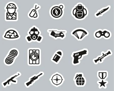 Commandos Or Special Forces Icons Black &amp; White Sticker Set Big イラスト素材