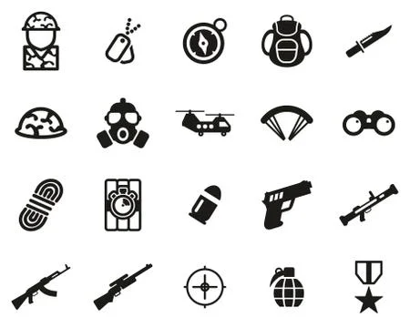 Commandos Or Special Forces Icons Black &amp; White Set Big イラスト素材