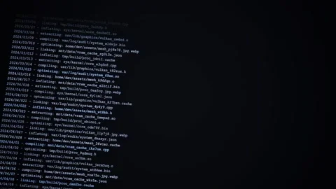 Commands digital data moving across a high-tech computer terminal screen Stock Footage 346706370