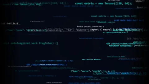 Commands digital data moving across a futuristic glowing interface representi Stock Footage 346706435