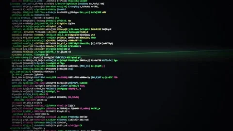 Commands digital data moving through a futuristic cyber interface with glowin Stock Footage 346706492