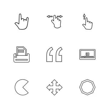 Commas  , dot , slash , hands , pointer , arrows , directions , eps icons set Stock Illustration