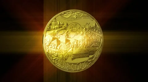 Commemorative gold coin Stock Footage 48015826