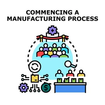 Commencing manufacturing process production development team Stock Illustration