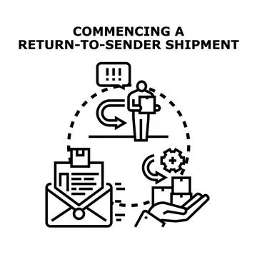 Commencing merchandise return to sender shipment process Stock Illustration