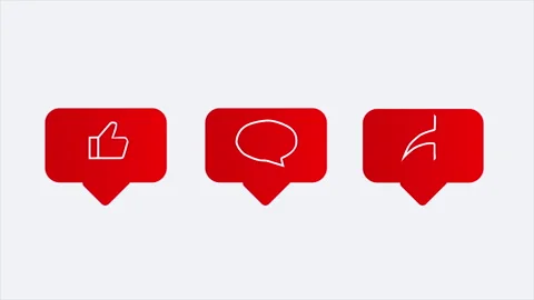 Like Comment And Share Red Buttons For Video Bloggers Icon Animations Stock Footage 232805702