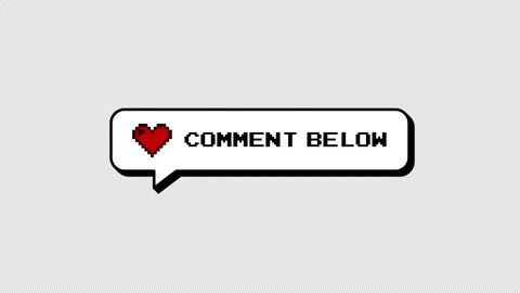 Comment Below 8-bits pixel art neubrutalism style comment balloon. Video stock 316773941