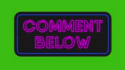 'Comment below' with neon border lines title animation. Stock Footage 234518955