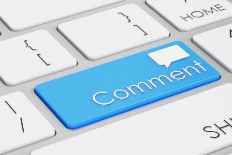 Comment blue keyboard button, 3D rendering Illustrazione stock