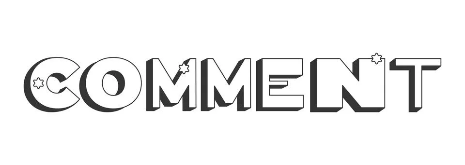 Comment bold black and white 3D text Stock Illustration