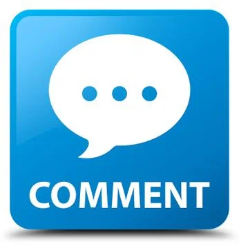 Comment (conversation icon) cyan blue square button Stock Illustration