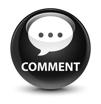 Comment (conversation icon) glassy black round button Stock Illustration
