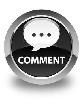 Comment (conversation icon) glossy black round button Stock Illustration
