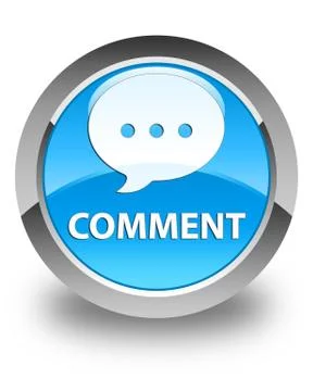Comment (conversation icon) glossy cyan blue round button Stock Illustration
