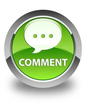 Comment (conversation icon) glossy green round button Stock Illustration