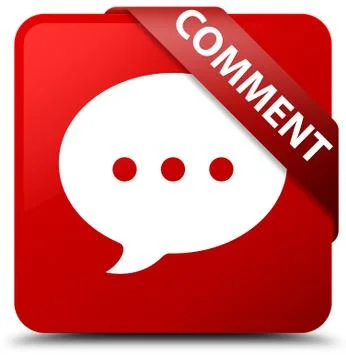 Comment (conversation icon) red square button red ribbon in corner Illustrazione stock