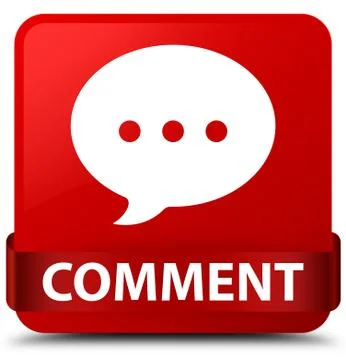 Comment (conversation icon) red square button red ribbon in middle Stock Illustration