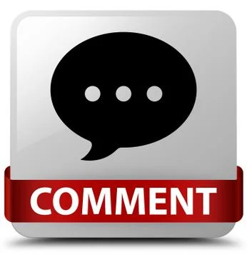Comment (conversation icon) white square button red ribbon in middle Stock Illustration