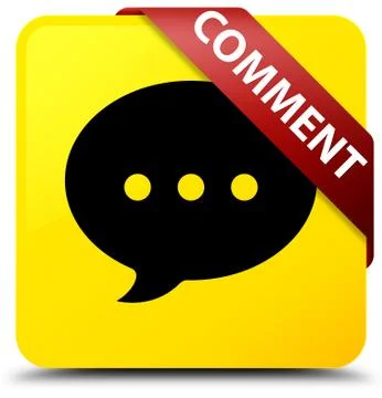 Comment (conversation icon) yellow square button red ribbon in corner イラスト素材