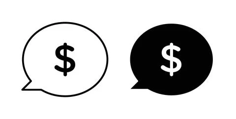 Comment dollar icon symbol, outline icons Stock Illustration