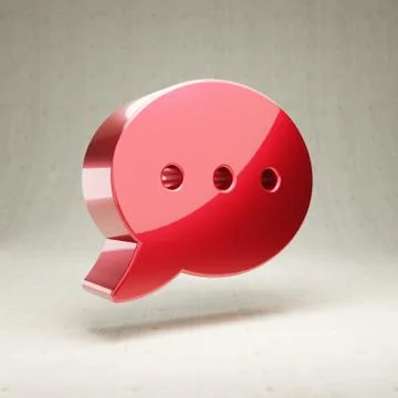 Comment Dots icon. Red glossy metallic Comment Dots symbol isolated on white  Illustrazione stock