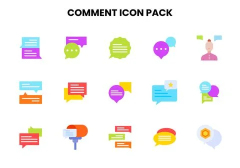 Comment Flat Collection Icons Pack Illustrazione stock