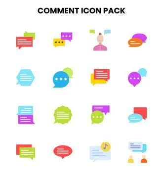 Comment Flat Scalable Icons Pack Stock Illustration