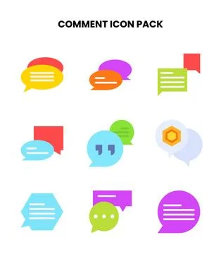 Comment Flat Set Icons Pack Stock Illustration