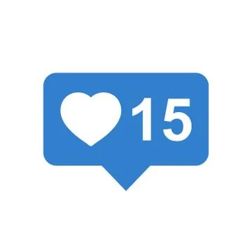 Like, comment, follower icon. Blue flat vector illustration with heart on whi 스톡 일러스트