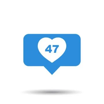 Like, comment, follower icon. Blue flat vector illustration with heart on whi Stock Illustration