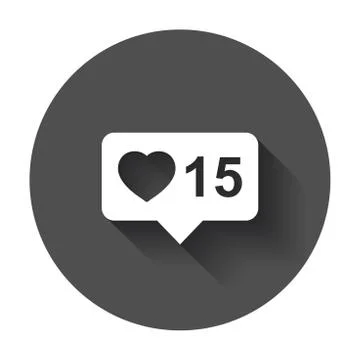 Like, comment, follower icon. Flat vector illustration with long shadow. 스톡 일러스트