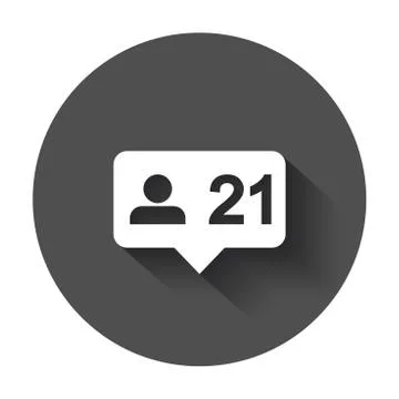 Like, comment, follower icon. Flat vector illustration with long shadow. Stock Illustration