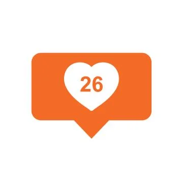 Like, comment, follower icon. Orange flat vector illustration with heart on w 스톡 일러스트