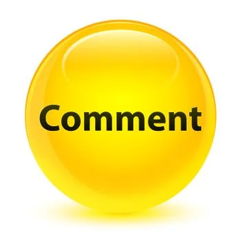Comment glassy yellow round button Stock Illustration