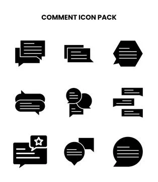 Comment Glyph Bundle Icons Pack Stock Illustration