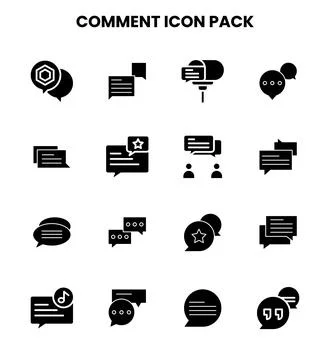 Comment Glyph SVG Icons Pack Stock Illustration