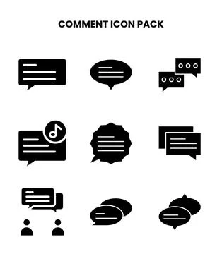 Comment Glyph Vector Icons Pack 스톡 일러스트