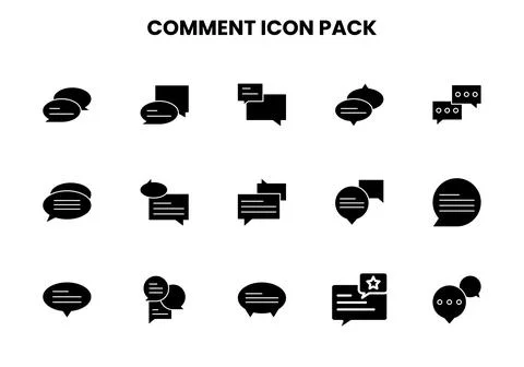 Comment Glyph Vector Icons Pack 스톡 일러스트