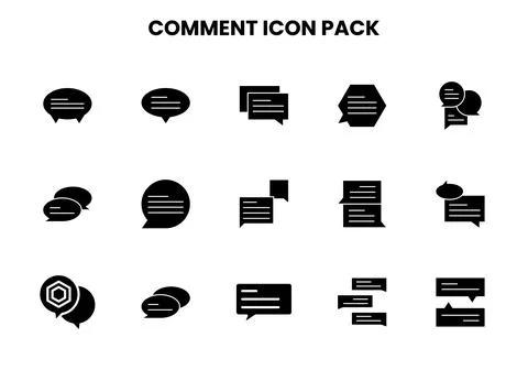 Comment Glyph Vector Icons Pack Stock Illustration