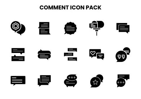 Comment Glyph Vector Icons Pack Stock Illustration