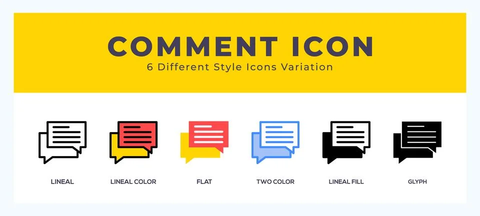 Comment icon set with different styles. Design elements for logo. Vector il.. Illustrazione stock