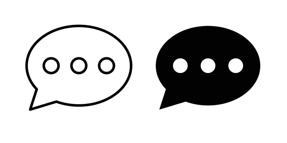 Comment icon solid, line, and editable vector set. Stock Illustration