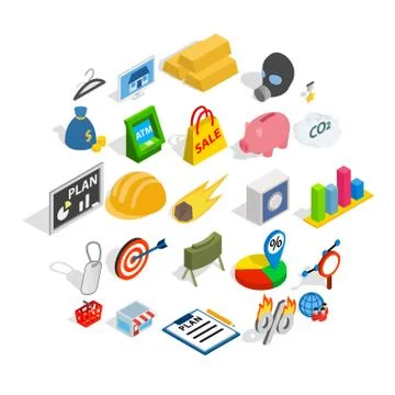 Comment icons set, isometric style Stock Illustration