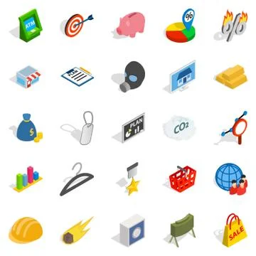 Comment icons set, isometric style Stock Illustration