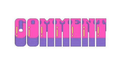 Comment layered pink vaporwave button typography Stock Illustration