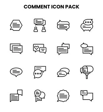 Comment Line Icons Pack Stock Illustration
