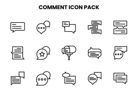 Comment Line Set Icons Pack Stock Illustration