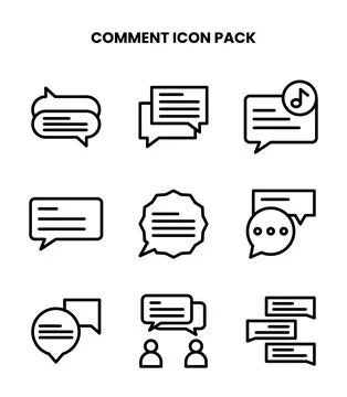 Comment Line UI Icons Pack Stock Illustration
